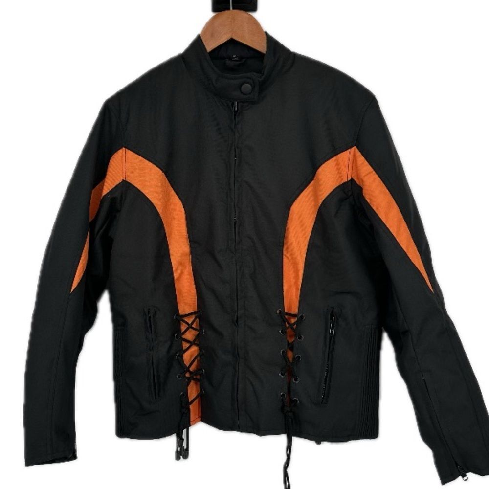Vance Leather Ladies Textile Crystal Jacket Orange‎ Accents Women's Size Large
